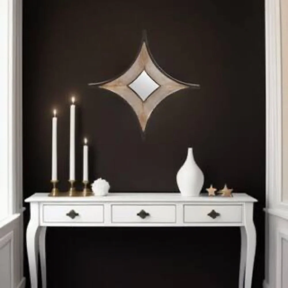Mercana Ovallas Champagne Wood Frame Star-Shaped Mirrors-Set of 3